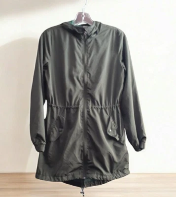 Cortavientos con capucha ventilada activa azul marino antiguo verde bosque XS camping senderismo pesca Foto 1 de 4