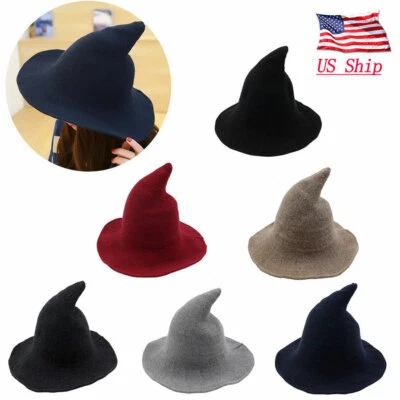 万圣节女巫帽子女式宽边羊毛帽子派对角色扮演服装配件 — 第 1/4 张图片