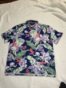 RLX Ralph Lauren Poloshirt Herren XXL Blau Blumen Tropical Tailored Fit - Bild 1 von 8
