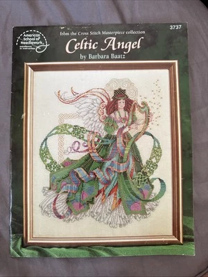Celtic Angel Cross Stitch Pattern Barbara Baatz 3737 Redhead Harp New - Image 1 of 4