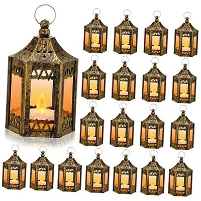  20 Piezas Mini Linterna Centro de Mesa Velas LED Boda Decorativo para Mesa Dorado Foto 1 de 4