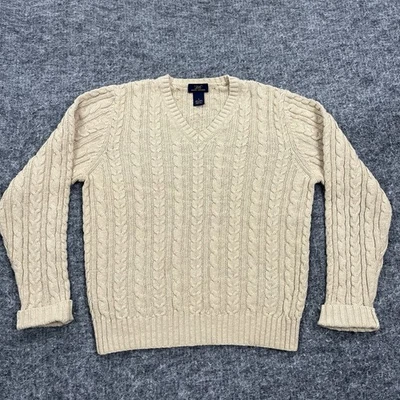 Suéter Brooks Brothers Para Hombre Pequeño Beige Tejido con Cable Lino Algodón Cuello en V 346 Foto 1 de 4