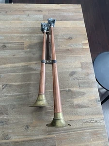 Vintage Trico Copper Brass Ship Locomotive Air Whistle Horn Train Automobile Car - Foto 1 di 13