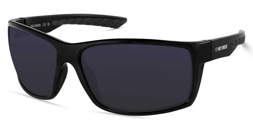 Gafas de sol angulares estrechas Harley-Davidson para hombre, negras brillantes con lentes de humo Foto 1 de 1