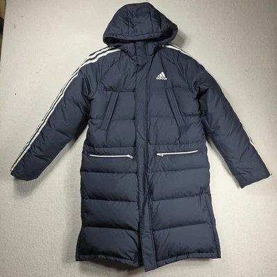 Adidas Long Padded DownJacket Womens S Black Hooded Puffer Parka Sport Warm-Up - Image 1 of 4