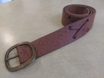 Old Navy Tooled Brown Leather Belt Criss Cross Trim Boho Size L Unisex - Image 1 of 4