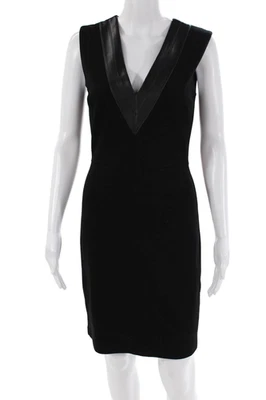 Vestido Bailey 44 para mujer con cuello en V sin mangas de imitación de cuero negro talla S Foto 1 de 4