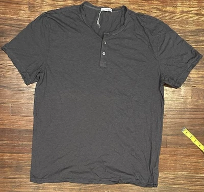 James Perse Mens Size 3 Short Sleeve Henley Button Shirt Made in USA New - Image 1 of 4