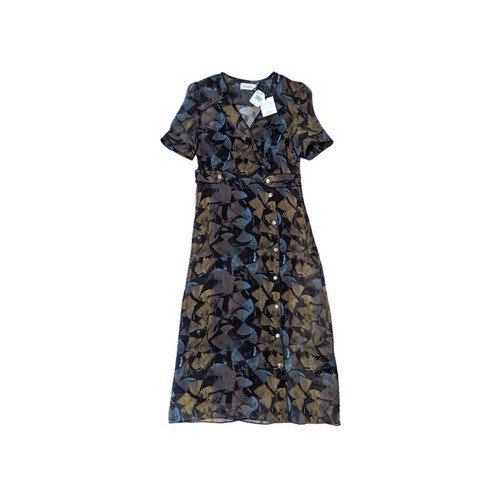 Abito Coach stampato lungo chiffon scollo V seta midi manica corta donna 0 festa