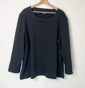 My Size Womens Plus Size L Top Black Long Sleeve Blouse Thick Fabric Zip Detail - Picture 1 of 7