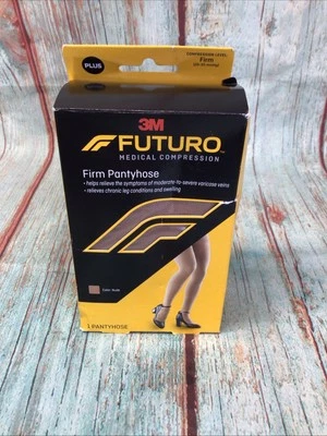 Futuro Firm Pantyhose Medical Compression Leg Swelling Relief 1 Pair Nude - Plus - Image 1 of 4