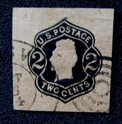 1863 US S# U47,  2 cent Black on Dark Manila Envelope Corner BOB Used - Image 1 of 2