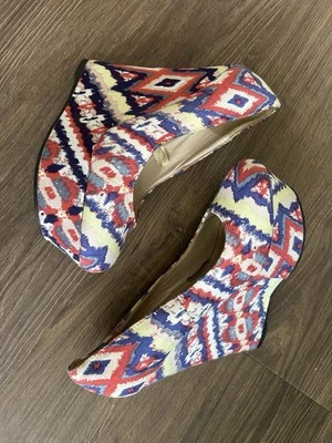 Zoey Women's High Heels Boho Hippie Geometric Print Size 7 - Image 1 of 4