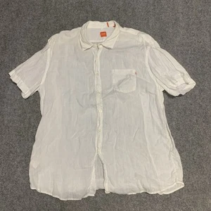 Hugo Boss Mens Slim fit Short Sleeve Button-Up Shirt XXL Lightweight Solid READ - Picture 1 of 11