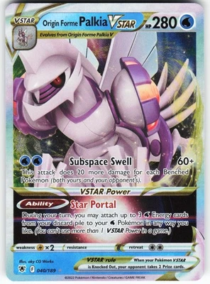 Origin Forme Palkia VSTAR 040/189 Pokemon SWSH10: Astral Radiance Holo Ultra Rar - Image 1 of 2