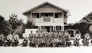 Disneyland 1955 Farm House PHOTO California CHP Motorcycle Officers Walt Disney - Picture 1 of 6