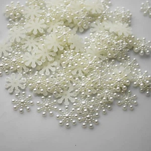100× Snowflake Flatback Pearl Embellishments Christmas Craft DIY Tools - Picture 1 of 11