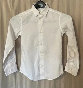 Calvin Klein Boys Slim Fit White Dress Shirt Size 10 Stretch Cotton Blend - Picture 1 of 4