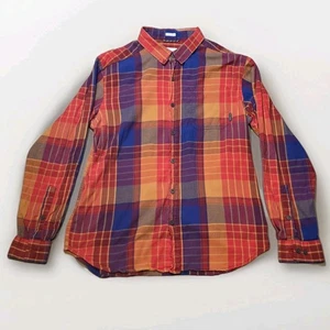 Columbia Herren Large Langarm Hemd mit Knöpfen kariert rot orange blau Herbst Flanell - Bild 1 von 10