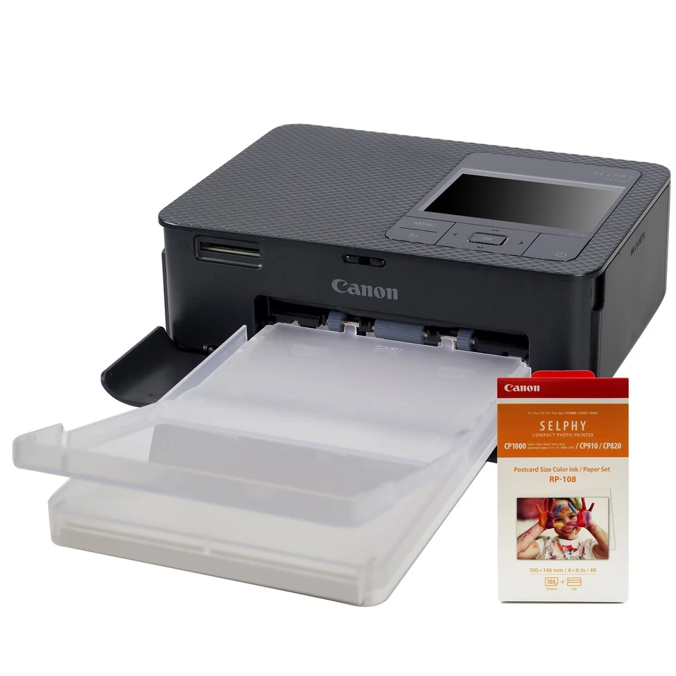 Canon SELPHY CP1500 Compact Photo Printer Black + RP-108 High-Capacity Color Ink - Image 1 of 4