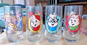 Komplettsatz 4 Chipmunks Gläser 1985 Alvin Simon Theodore und Chipettes - Bild 1 von 6