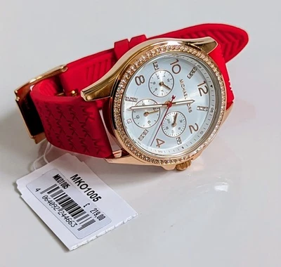 Nuevo Reloj Piloto Michael Kors Damas 36mm MKO1005 | Bisel Oro Rosa y Correa Roja Foto 1 de 4