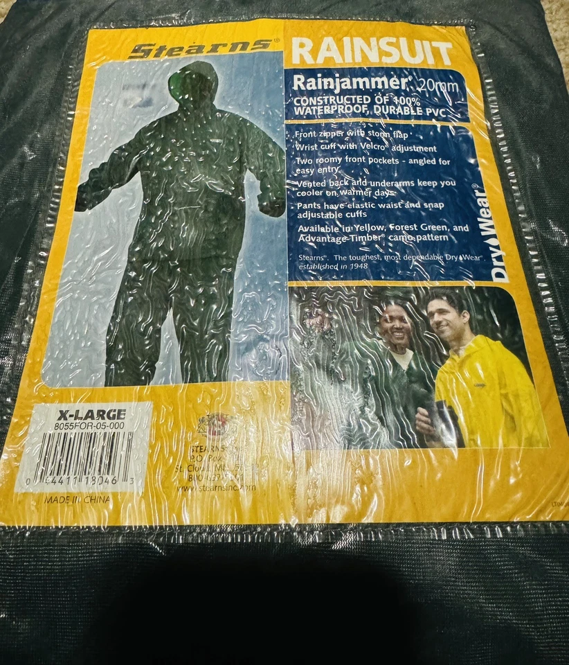 Stearns RAINJAMMER RAINSUIT Drywear Hooded JACKET & PANTS XL 20MM - Image 1 of 1