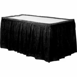 Unique BLACK disposable Plastic Table Skirt 4.2m x 73cm - D2/25 - Picture 1 of 1