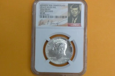 2014-D Kennedy Silver NGC SP69 High Relief 50th Anniversary Set First Releases - Image 1 of 4