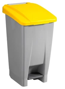 Sunware Abfalleimer 60 Liter-49x38x70cm-mit Rädern/Fußpedal/Handgriff- grau/gelb - Bild 1 von 3