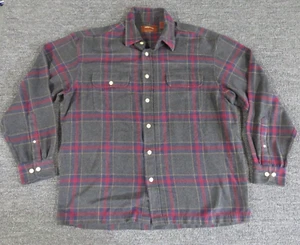 Bob Timberlake Flannel Shirt Mens Large Green Red Plaid Long Sleeve Button Up - Picture 1 of 11