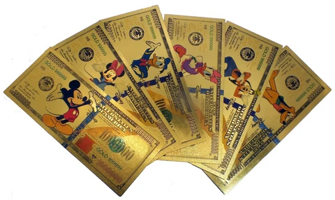 Mickey Minnie Daisy Donald Goofy Pluto Disney $1mil 24K Gold Foil Note Set GFS13 Cover