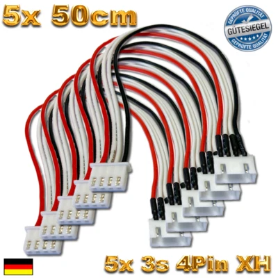 5x 3S 4Pin Balancerkabel Verlängerung Ladekabel JST XH 50cm Lipo Akku 11,1V RC - Bild 1 von 3