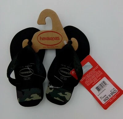 Havaianas Kids Top Stripes Logo Flip-Flop Black/ Green/ Camo Size 9c - Image 1 of 3