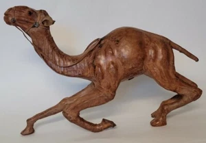 Vintage Kneeling Leather-covered Camel 15" Long - Picture 1 of 10