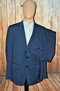 DKNY Men Navy Blue Wool Striped 2 Front Button Suit Sz 40R Wst 36x30 - Picture 1 of 18