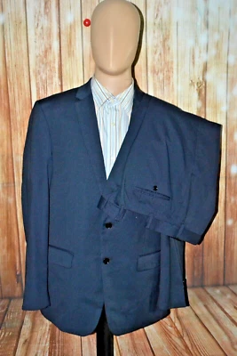 DKNY Men Navy Blue Wool Striped 2 Front Button Suit Sz 40R Wst 36x30 - Image 1 of 4
