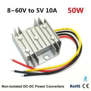 Convertidor de potencia de CC 8 ~ 60V a 5V 10A 50W amplio voltaje impermeable módulo descendente - Imagen 1 de 7