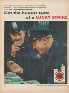 1959 Lucky Strike Cigarette Police Officer Smoke Break City Vintage Print Ad - Picture 1 of 1