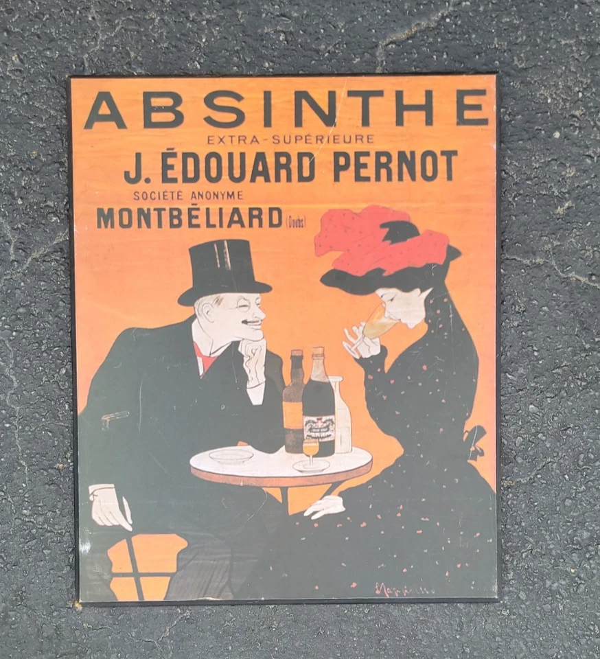Absinthe AD Advertisement J Edouard Pernot Wooden Wall Sign, Preowned Condition. - Image 1 of 4