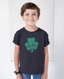 Toddler Youth Lucky #2 Shirt Green Clover St. Patrick’s Day Irish Tee - Picture 1 of 8