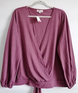 Full Circle Women's Dusty Rose Pink Long Sleeve Crossover Blouse Sz 2X New W/Tag - Picture 1 of 6