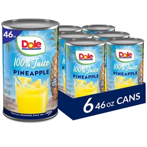Dole 100% Juice, Pineapple, 46 Ounce Cans (Pack of 6) - Picture 1 of 12