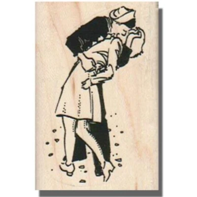 Sailor Kissing Nurse RUBBER STAMP, Love, Patriotic, Retro Lady,Military,Navy,WW2 - Image 1 of 2