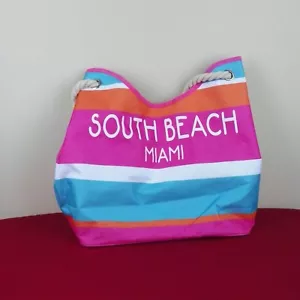 Borsa da spiaggia South Beach Miami borsa tote borsetta tela - Foto 1 di 4