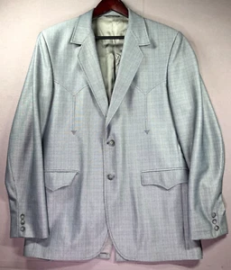 Circle S Blazer Jacket Men 42L Gray Western Cowboy Rodeo Ranch USA Gorp Flap 80s - Picture 1 of 14