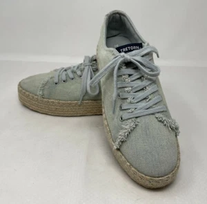  Womens Tretorn 8.5 canvas jute sneakers light teal - Picture 1 of 12
