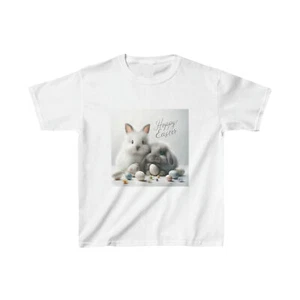 Kids Easter Tshirt, cute bunnies, US Cotton Easter T-shirt, Tee - Picture 1 of 21