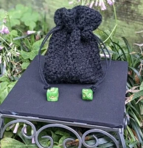 New Handmade Black Dice Charm Draw String Pouch Dice Bag for Role Playing Games - Picture 1 of 1
