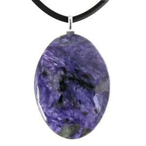 Halskette Edelstein Anhänger Charoit lila violett Oval 925 Sterling Silber - Bild 1 von 2